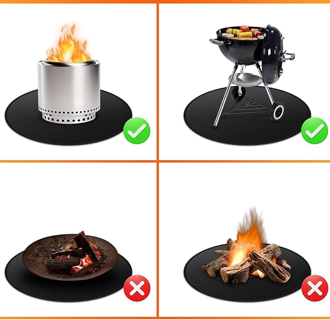 42" Round Fire Pit Mat for Solo Stove Bonfire/Under Grill Mat for Outdoor Pit Fireproof Waterproof Oil-Proof, 4 Layers Fireproof Mat Fireplace Mats Grill Pads Solo Stove Mat Deck Patio Grass Smoker