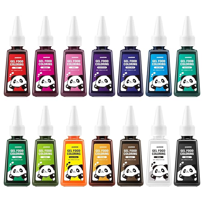 Gel Food Coloring Set - Concentrated Vibrant 14 Colors Edible Food Grade Dye for Cake, Icing, Macarons, Cookies, Baking Decoration, Fondant, DIY Soap, Bath Bombs -16.6 fl.oz (35ml/Bottle)