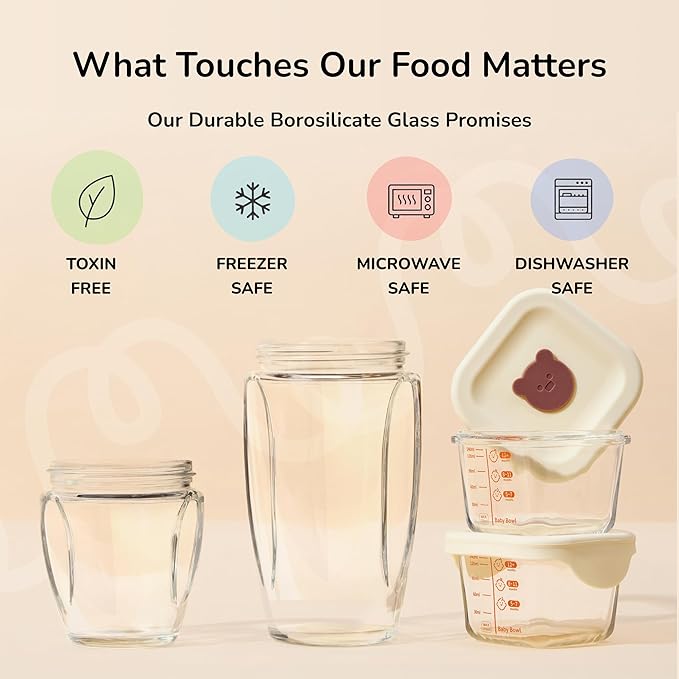 Bubble Blender, Baby Food Maker & Puree Blender with 2 Borosilicate Glass Cups, Compact Baby Bullet for Smoothies, Hands-Free One-Touch, 200W Motor, Sage