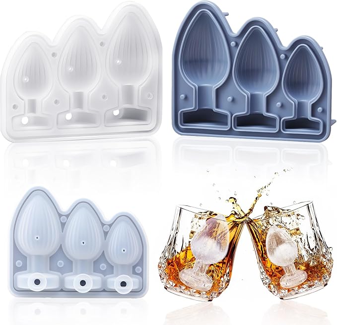 Hoolerry Ice Cube Molds Cube Trays Fun Shapes Silicone Ice Ball Maker with Lid for Whiskey Cocktails Juice Drinks Beverage Crafting Accessories White Elephant Gifting(Blue,Multi-size)