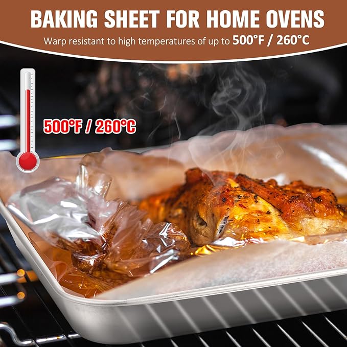 meekoo 24 Pcs Baking Sheet Pan Cookie Sheet Set for Oven Stainless Steel Trays Nonstick Small Serving Tray Cake Toaster Metal Food Trays, Oven and Dishwasher Safe(12 x 9.5 x 1 Inch)