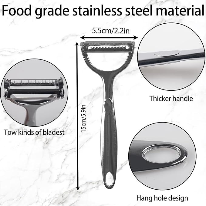 Julian Peeler for Vegetable, Multifunctional Vegetable Cutter Set – Stainless Steel Double-Layer Slicer with Julienne Peeler for Cabbage, Carrots, Potatoes – Kitchen Prep Tool Combo