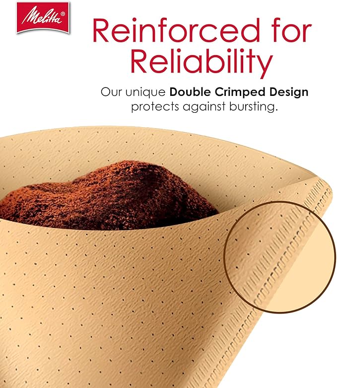 Melitta #4 Cone Coffee Filters, Natural Brown, 100 Count (Pack Of 3), 300 Total Filters - Fits all 8-12 Cup Cone Coffee Makers and Pour-Overs, Compostable, Tear-Resistant, Made in USA