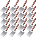 BBTO 20 Pcs Small Spatula Pizza Spatula Bulk Brownie Cookie Pie Server Pie Cake Stainless Baking Triangular Cutter Spade Wood Handle Shovel for Desserts Pizza Cake Biscuit(Brown)