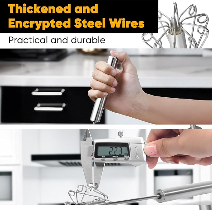 Newness Whizzy Whisk, Stainless Steel Semi Automatic Whisk Blender for Home -Versatile Tool for Egg Beater, Milk Frother, Hand Push Wisk - Kitchen Utensil for Blending, Whisking, Beating & Stirring