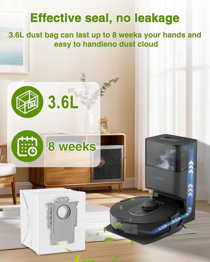 VBN 18 Packs Q5 Dust Bags for Roborock S8 Pro Ultra, S8+, Q7 Max+, Q5+, Q5 Max+, S7 Max Ultra,S7 Maxv Ultra and Q8 Max+ Q7 M5+, Q10 S5+, Q10 X5+ disposable vacuum bag replacement, 3.6L