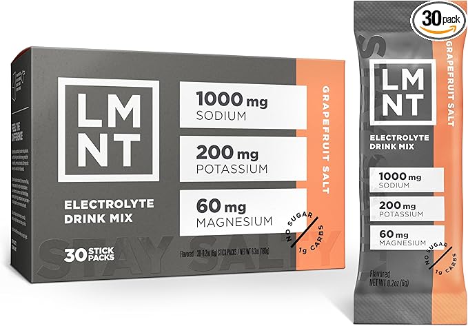 LMNT Zero Sugar Electrolytes - Grapefruit Salt | Drink Mix | 30 Count