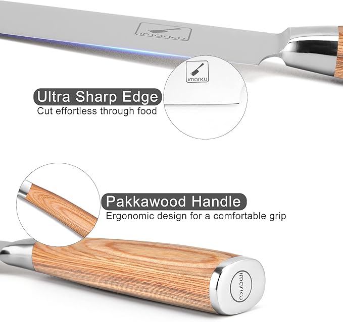 imarku Chef Knife - Pro Kitchen Knife 8 Inch Chef's Knives Japanese SUS440A Stainless Steel Sharp Paring Knife with Ergonomic Handle, Golden handle, Christmas and Thanksgiving Gifts for Men and Women