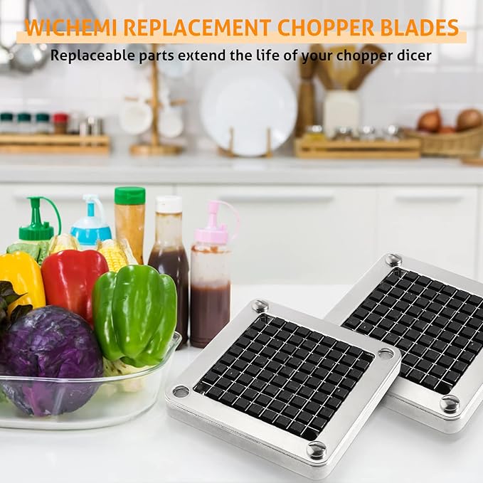 WICHEMI Replacement Blades 3/8" - Commercial Vegetable Chopper & Dicer, Stainless Steel, Onion & Tomato Cutter (2 Pack)