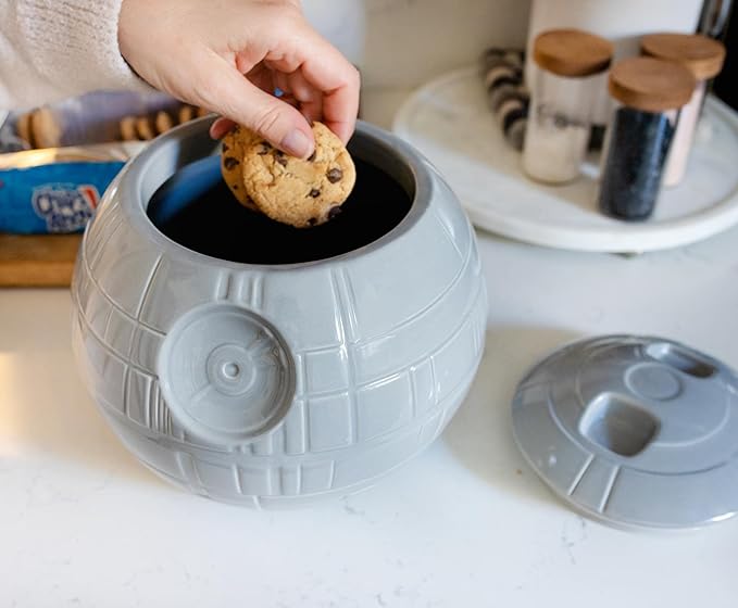 STAR WARS Death Star 10-Inch Ceramic Cookie Jar Container With Lid | Kitchen Storage For Snacks