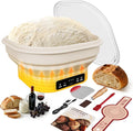 Heating Banneton Bread Proofing Basket Kit, Sourdough Starter Kit, 6 Adjustable Temp (77℉-122℉) Banneton Baking Supplies with Recipe, Smart Thermostatic Silicone Batter Bowl with Timer and LED Display