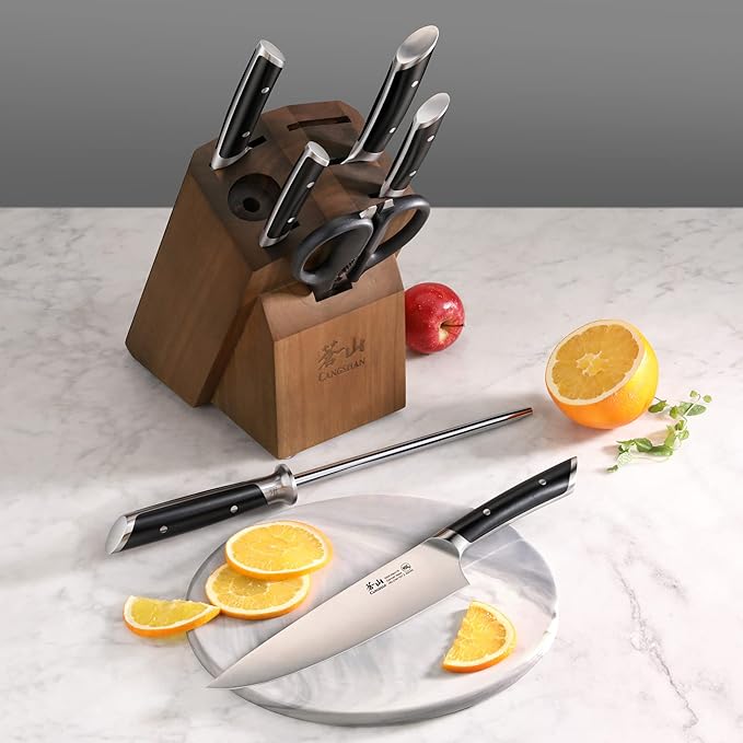 Cangshan HELENA Series German Steel Forged Knife Block Set (8-Piece, Black)