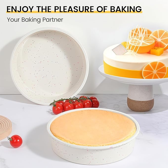 Vinino 10 Inch Silicone Round Cake Pan with Metal Reinforced Frame, Nonstick Silicone Springform Pan for Baking Suitable for Making Layers, Cheese & Chocolate Cakes