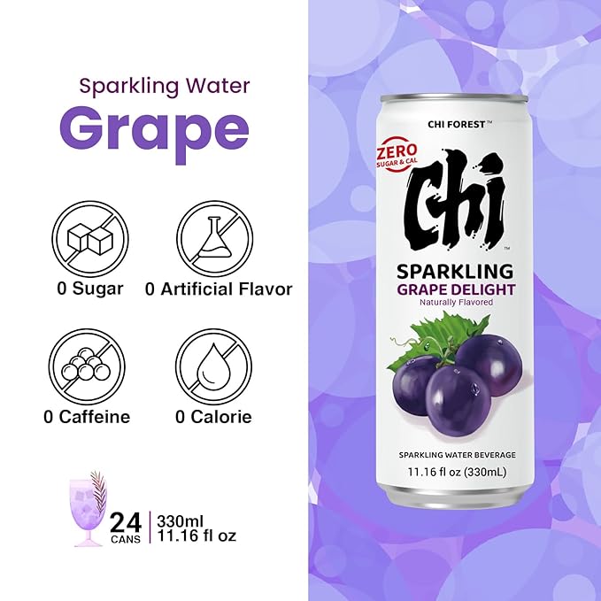 CHI FOREST Grape Delight sparkling water, 0 Sugar 0 Carolies, 11.16 fl oz* 24