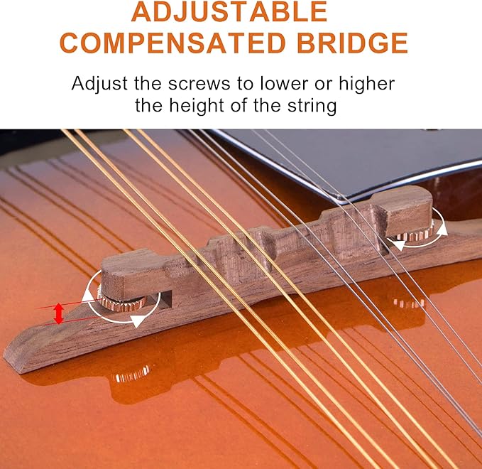 Mandolin,Kmise A style Mandolins Instruments 8 String Spruce Musical Instrument with Tuner Strings Gig Bag Strap Picks for Adults Beginner