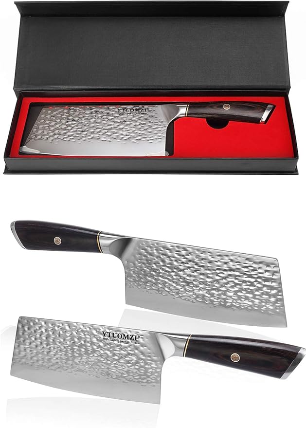 Non-stick Cleaver Knife 7-inch, Chinese Chef's Knife for Kitchen, High Carbon German Stainless Steel Vegetable Chopping Knife, China Chopper | CaiDao, Ergonomic Handle, Gift Boxed (7" Meat Cleaver)