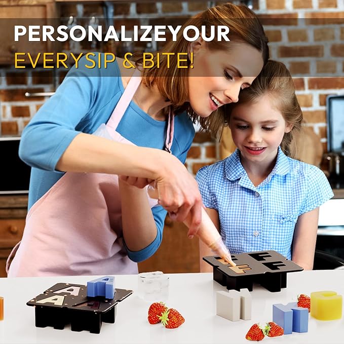 Customized Letter F Ice Cube Mold -Letter Silicone Ice Mold for Custom Ice Cube Mold and Baking Chocolate and Crafting Letter Molds, Ice Cube Molds for Cocktails & Whiskey with Custom Letters