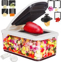 RüK Vegetable Chopper, Extra Large Chopper Vegetable Cutter, Multifunctional 10-in-1 Pro Food Chopper - 6 Blades, 4 Vegetable Spiralizers, E-Recipes - Veggie Chopper with Container