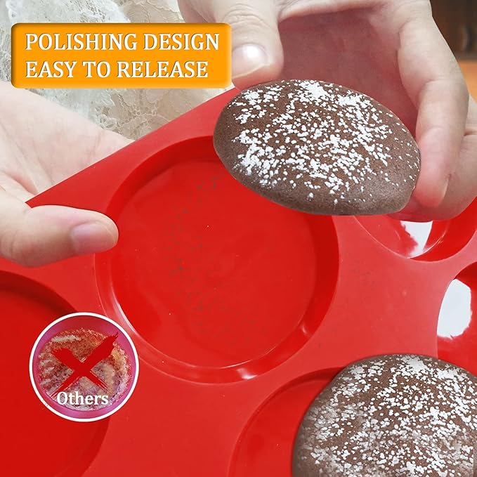 Walfos Silicone Whoopie Pie Baking Pans, 2 Pcs Non-Stick Muffin Top Pan. Food Grade and BPA Free Silicone, Great for Muffin, Eggs, Tarts and More, Dishwasher Safe