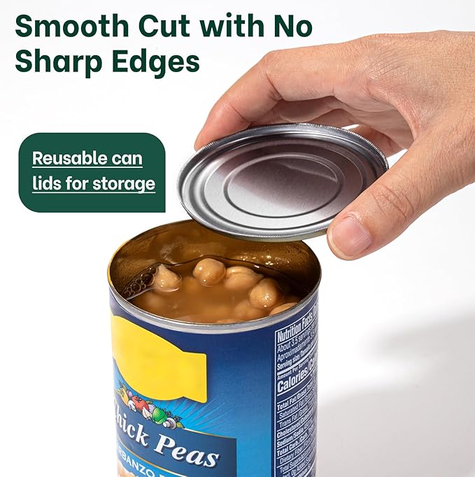Beneno Can Opener, Safe Side Cut Can Opener Manual Smooth Edge with Smooth Cutting Wheel, Open Cans with no Sharp Edges, Effortless Easy to Turn Knob, Soft Non-Slip Handle, Black