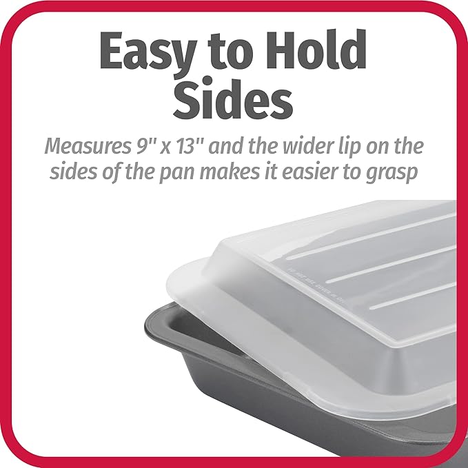 GoodCook Set of 2 Nonstick Steel 13" x 9" Cake Baking Pans with Covers, Gray