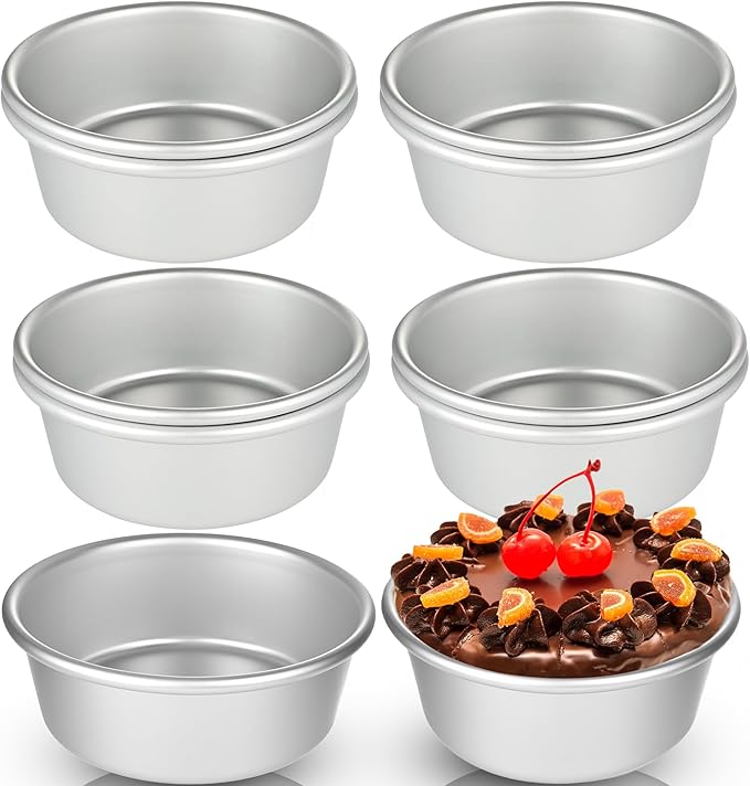10 Pcs 5 Inch Cake Pans Nonstick Aluminum Round Cake Pan Mold Small Smash Cake Baking Pans for Home Baking Cheese Cake Pizza Quiche Easy Release and Leakproof