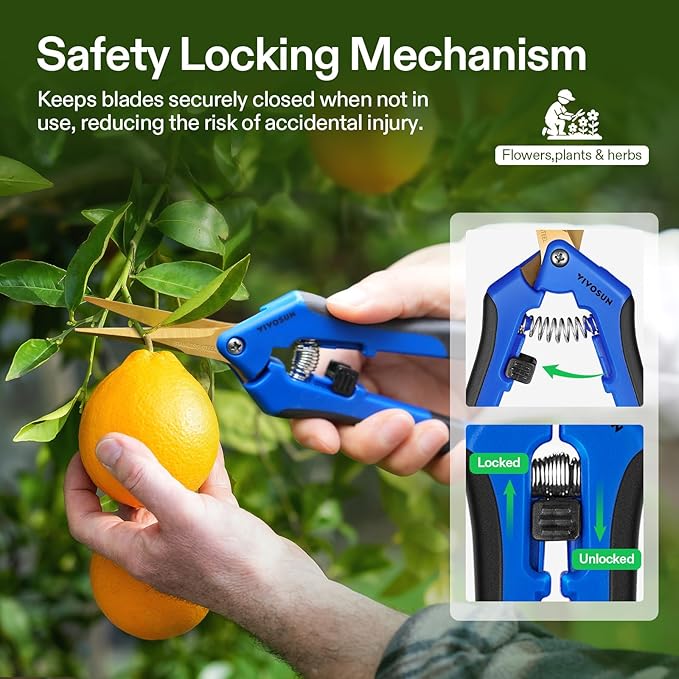 VIVOSUN 2-Pack Curved Gardening Scissors 6.5 Inch Hand Pruner Shear with Titanium Coated Precision Blades (Curved Blades)
