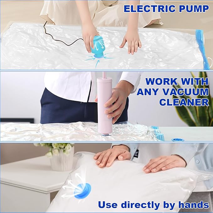 SZO 10 Pack Vacuum Storage Bags (5 Large/5 Medium),Durable & Reusable Storage Bags,Vacuum Seal Bags For Clothing Travel, Space Saver Bags For Luggage, Blankets,Bedding,Moving Bags（No Pump Include）
