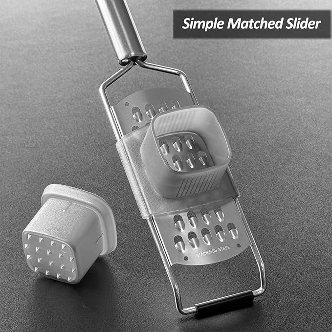 Vovoly 4-Pcs Pro Set Zester Grater Set, Cheese Grater with Razor-Sharp Stainless Steel Blade, Fine/Coarse/Extra Coarse/Slider Attachment