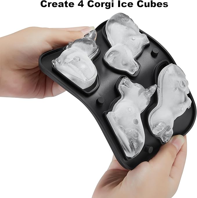 3D Corgi Dog Ice Cube Tray - Fun Shapes, Novelty Mom/Dad Gifts for Dog Lovers, Cute Corgi Ice Mold for Whiskey, Cocktail, Bourbon