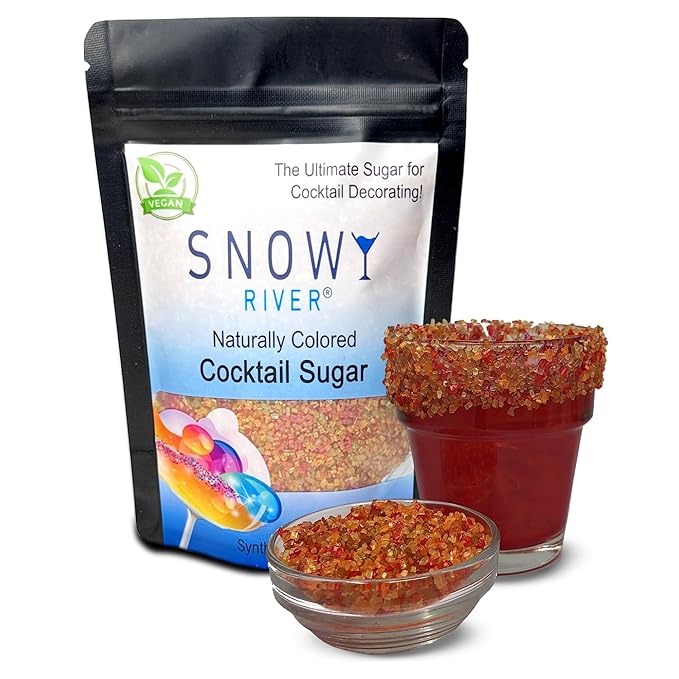 Snowy River Thanksgiving, Cocktail & Margarita Sugar Rimmer - Vibrant Naturally Colored Sugar for Cocktail Rimming, Baking & Decorating, Medium Crystal - 4oz