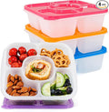 Caperci Original Lunchable Snack Containers - Bento Snack Boxes with 5-Compartment, Reusable Food Containers for School, Work and Travel, BPA-Free, Set of 4 (Classic)