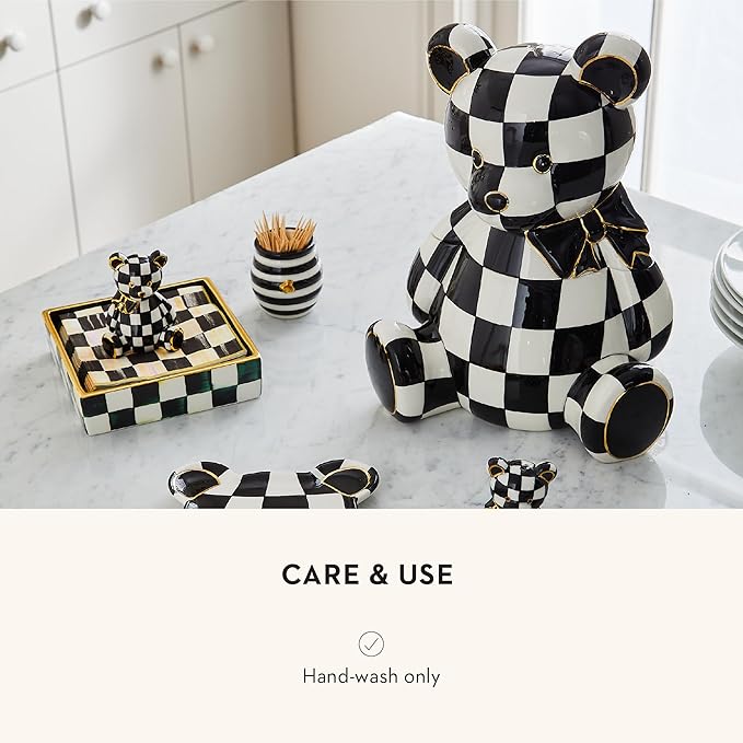 MACKENZIE-CHILDS Courtly Bear Cookie Jar, Cute Cookie Jar for Kitchen or Dining Room
