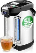 NutriChef Digital Water Boiler and Warmer - 5L/5.28 Qt Stainless Electric Hot Water Dispenser w/LCD Display, Rotating Base, Keep Warm, Auto Shut Off, Safety Lock, Instant Heating for Coffee & Tea