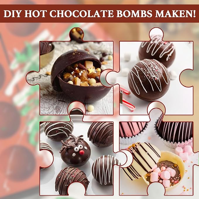 Hot Chocolate Cocoa Bomb Molds Hemisphere Silicone 2 Inch 4 Pack, Semi Ball Mould 6 Cavity Large Circular, BPA Free Non-Stick Half Sphere Holiday Valentine DIY Cake Jelly Dome Mousse