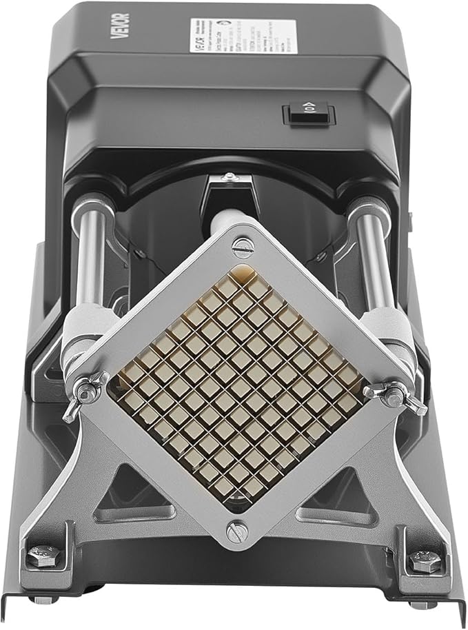 VEVOR Commercial French Fry Cutter, Stainless Steel Vegetable Fruit Chopper with 3 Replacement Blades 1/2-Inch 3/8-Inch 1/4-Inch, Electric Potato Slicer Dicer for Restaurants & Home Kitchen