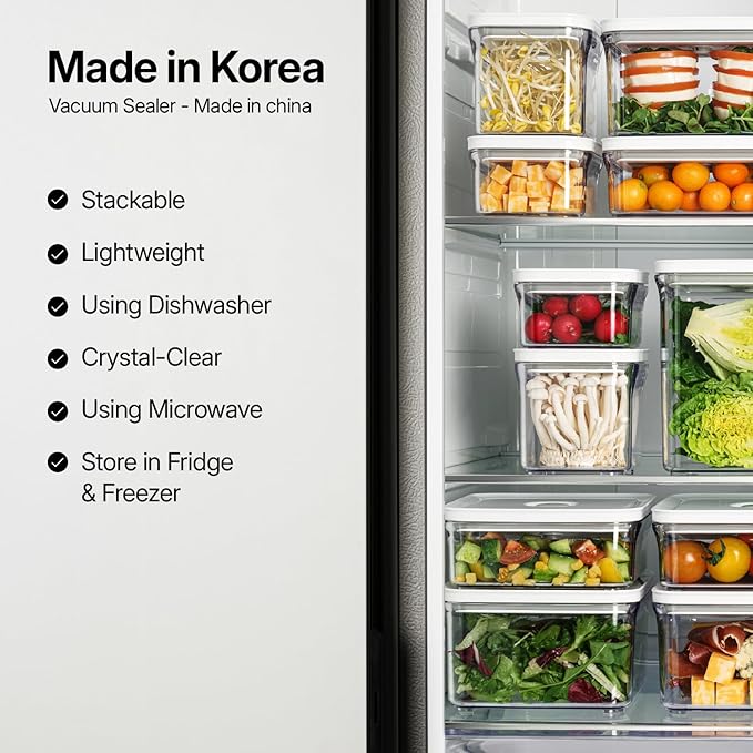 VAKUEN Premium Airtight Food Storage Containers, Rectangular 2PC(1.06qt), Smart One-Click Seal Lid, No Hinges, Patented Double Silicone Lining, 100% Leak Proof, BPA-FREE, Dishwasher, Microwave Safe