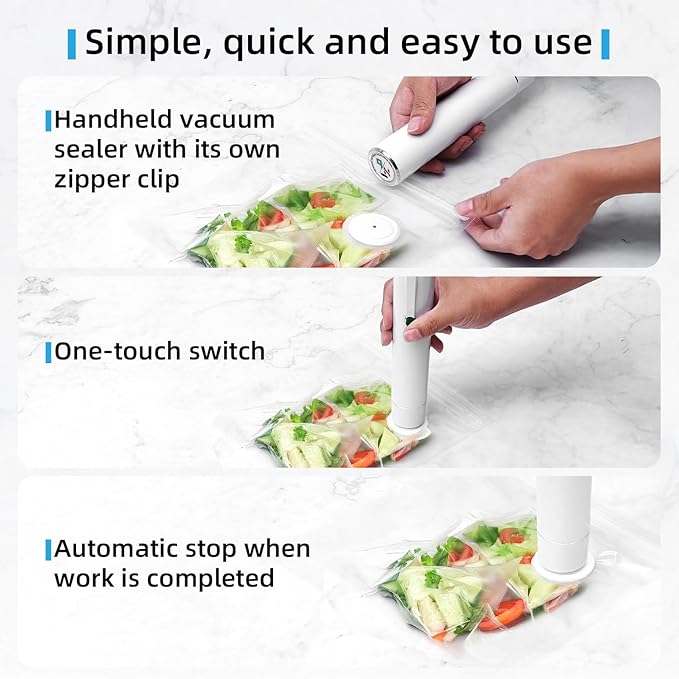 Vacuum Sealer, vacuum sealer for food, handheld vacuum sealer(Vacuum Sealers+ 10 reusable vacuum seal bags)