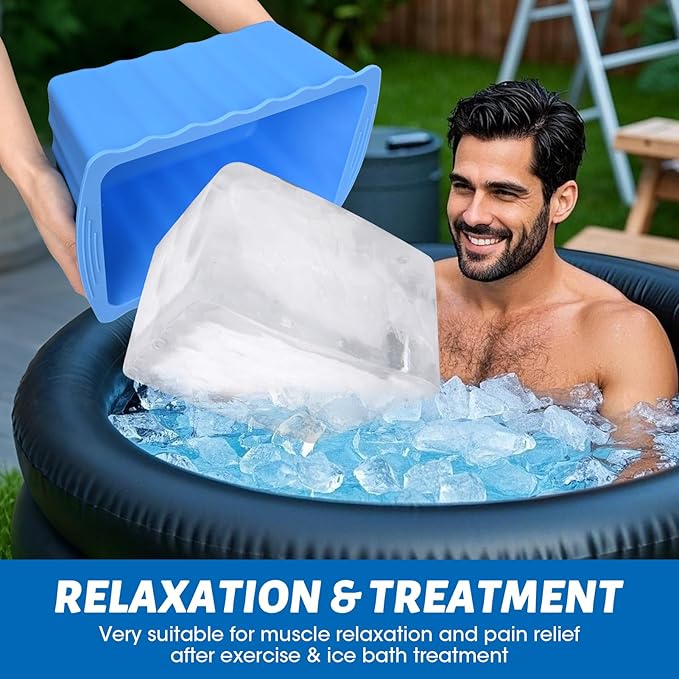 Large Ice Cube Molds, 4Pack 37LB Ice Block Molds Water Chiller for Cold Plunge, Ice Bath Chiller Silicone Ice Maker for Home, Reusable Ice Cube Trays for Cooler, Ice Bath Accessories