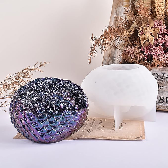 Dragon Egg Molds Dinosaur Resin Mold - Resin Casting Silicone Molds for Home Decor & Candle Making Wave Spiral Mold