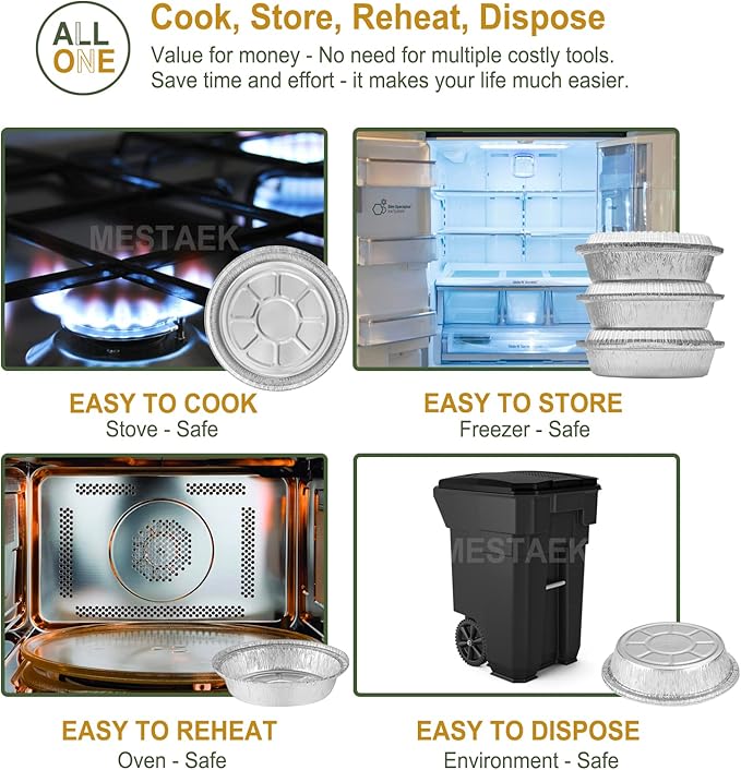 9" Aluminum Foil Pans with Clear Lids 50 Pack,Heavy Duty Disposable Containers for Roasting,Storing,Baking,Cooking,Recyclable