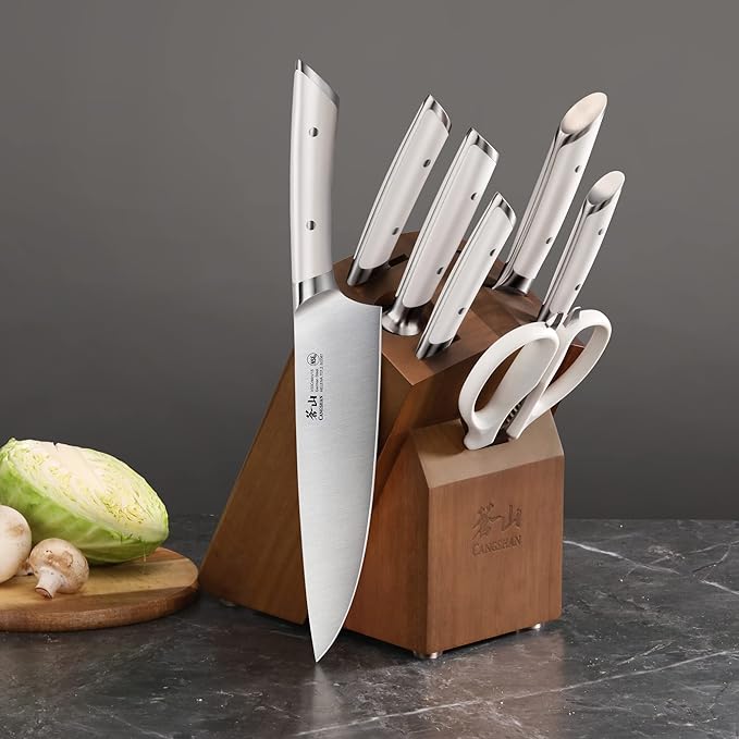 Cangshan HELENA Series German Steel Forged Knife Block Set (8-Piece, White)