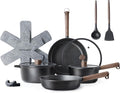 SENSARTE Pots and Pans Set Nonstick Cookware Set Kitchen Cooking Set Non-stick, Dishwasher & Oven Safe, Induction Compatible, Free of Intentionally Added PFOA/PFOS, 13pcs, Black