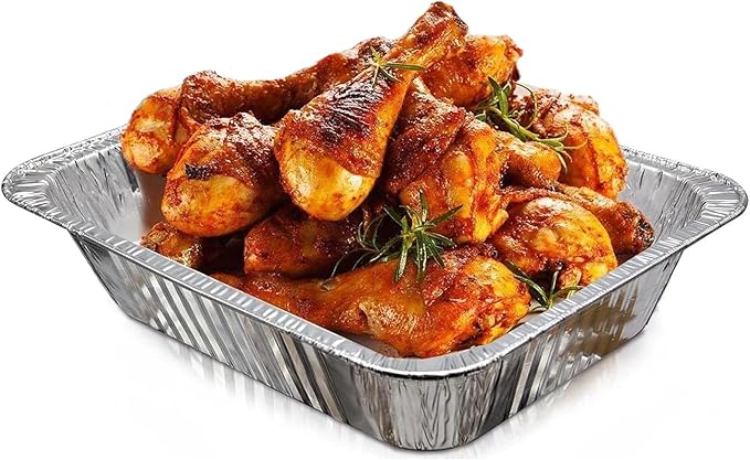 Aluminum Pans With Lids 9x13 [10 Sets] Aluminum Foil Pans Trays With Lids - Half Size Tin Foil Disposable Pans For Baking, Cake Serving Dishes, Roasting, Heating, Serving & Lining Steam-Table Trays