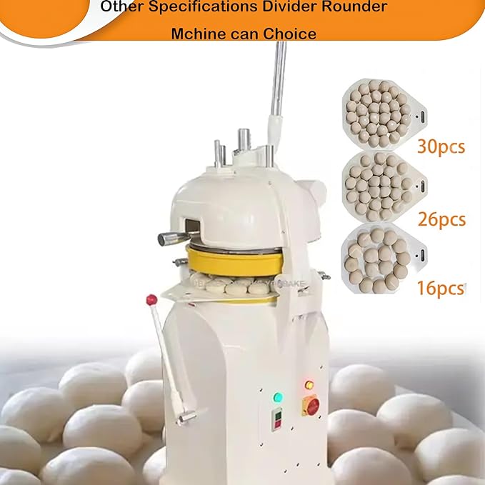 INTSUPERMAI 26 PCS Dough Divider Rounder Machine Semi-Automatic Electric Commercial Dough Splitting Ball Machine Burger Dough Cutter Rounder Machine 50-150g 110V