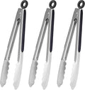 Stainless Steel Kitchen Tongs 9-Inch Cooking Tongs, Set of 3
