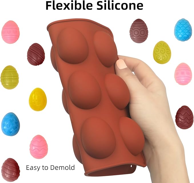 Easter Egg Chocolate Molds 3pcs Silicone Easter Candy Molds 12 Design Egg Candy Molds Non Stick for Ice Cube Resin Expoxy