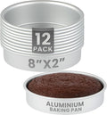 Restaurantware-Met Lux 8 x 2 Inch Straight-Sided Baking Tins, 12 Round Cake Pans - Oven-Ready, Freezable, Anodized Aluminum Round Baking Pans, Greaseproof, For Layer Birthday Cakes