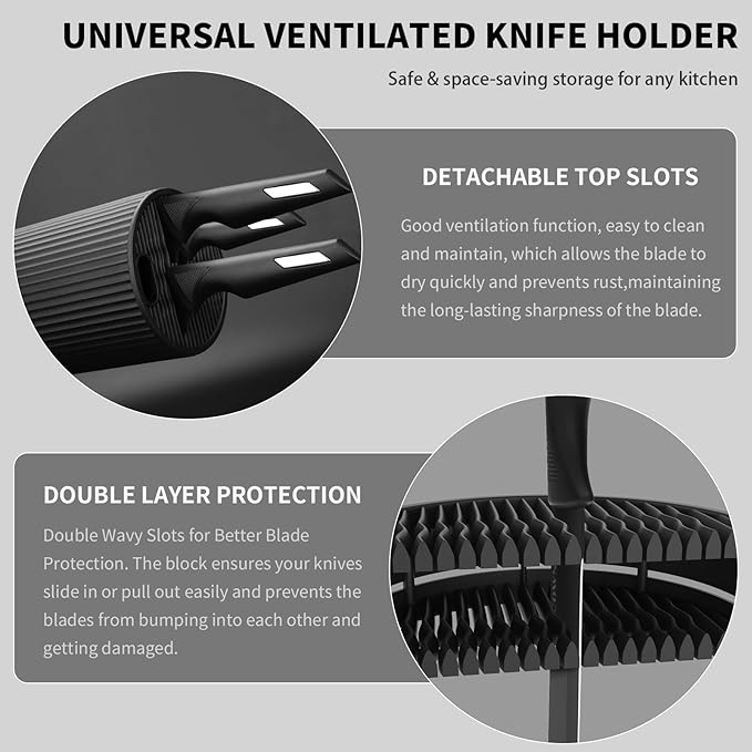 Knife Set,12-Piece Premium Kitchen Knife Set with Universal Knives Block,Anti-Rust Non-Stick High-Carbon Stainless Steel Extra-Sharp Chef Knives for Kitchen,Dishwasher Safe,Non-slip Ergonomic Handle