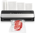Bonsenkitchen Vacuum Sealer Machine, Multi-Functional Food Sealer with 1 Roll Bag & 50 Vacuum Bags, Built-in Cutter | Bag Storage, Black-Silver